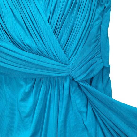 Turquoise sleeveless V-neck ruched dress size 8 - Picture 11 of 14